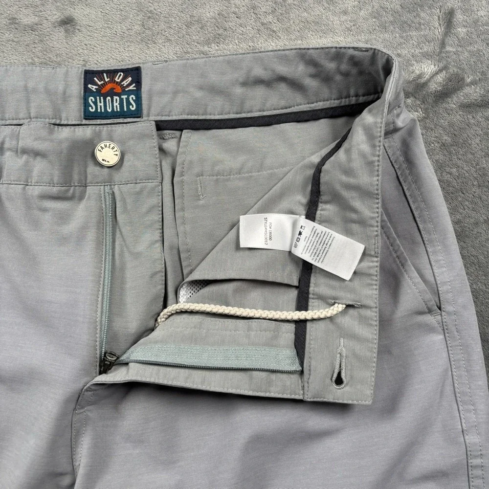 Faherty All Day Shorts Mens 33 Gray Drawstring Casual Tech Performance Preppy